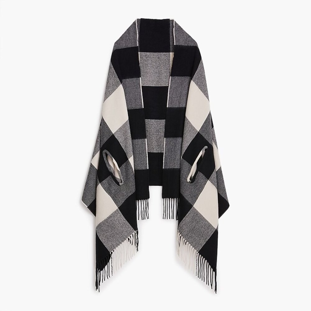 JCrew Factory Buffalo Plaid Cape-Scarf